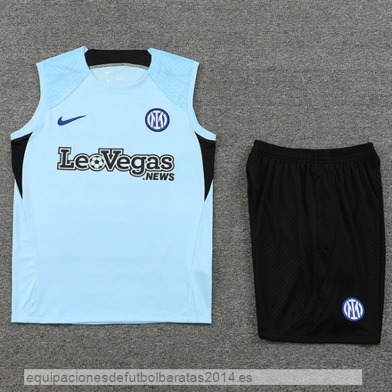Nuevo Entrenamiento Sin Mangas Conjunto Completo Inter Milan 23/24 Azul Negro Baratas